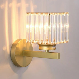 Elegant Gold Crystal Cylinder Metal Wall Sconce Zawala Image - 9