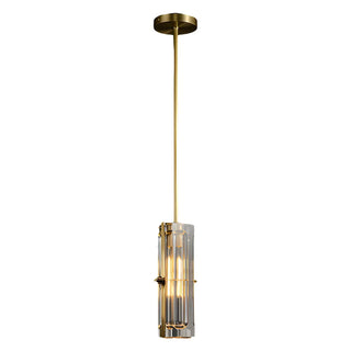 ZOWALA - Modern Bedroom Gold Cylindrical Clear Crystal Pendant Light Image - 10