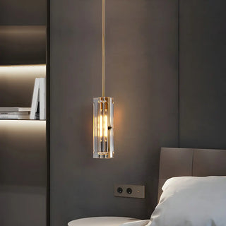 ZOWALA - Modern Bedroom Gold Cylindrical Clear Crystal Pendant Light Image - 2