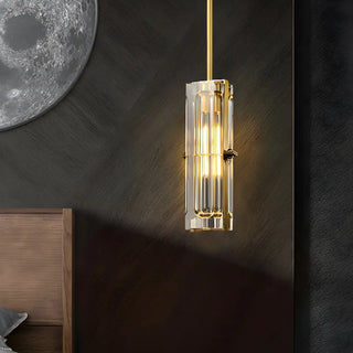 ZOWALA - Modern Bedroom Gold Cylindrical Clear Crystal Pendant Light Image - 5