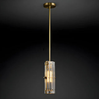 ZOWALA - Modern Bedroom Gold Cylindrical Clear Crystal Pendant Light Image - 6