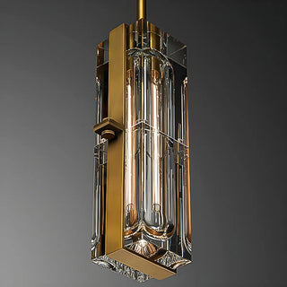 ZOWALA - Modern Bedroom Gold Cylindrical Clear Crystal Pendant Light Image - 7