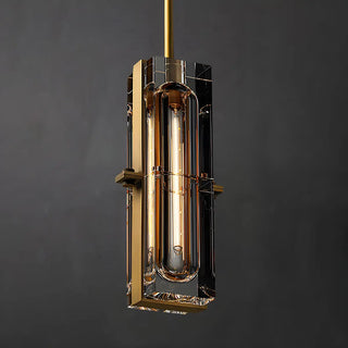 ZOWALA - Modern Bedroom Gold Cylindrical Clear Crystal Pendant Light Image - 9