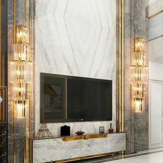 Grand Multi-Tier Design Crystal Gold Wall Sconce Zawala Image - 1