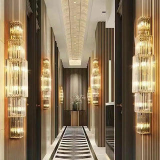 Grand Multi-Tier Design Crystal Gold Wall Sconce Zawala Image - 2