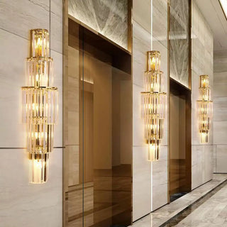 Grand Multi-Tier Design Crystal Gold Wall Sconce Zawala Image - 3