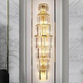 Grand Multi-Tier Design Crystal Gold Wall Sconce Zawala Image - 4