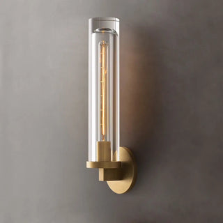 Clear Crystal Coppery Cylindrical Metal Wall Sconce Zawala Image - 1