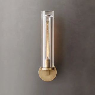 Clear Crystal Coppery Cylindrical Metal Wall Sconce Zawala Image - 11