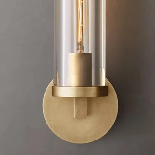 Clear Crystal Coppery Cylindrical Metal Wall Sconce Zawala Image - 12