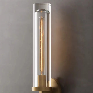 Clear Crystal Coppery Cylindrical Metal Wall Sconce Zawala Image - 15
