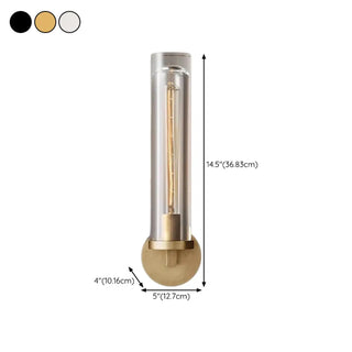 Clear Crystal Coppery Cylindrical Metal Wall Sconce Zawala #size