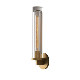 Clear Crystal Coppery Cylindrical Metal Wall Sconce Zawala Image - 3