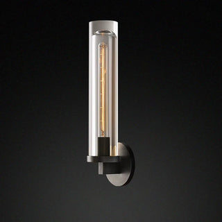Clear Crystal Coppery Cylindrical Metal Wall Sconce Zawala Image - 5