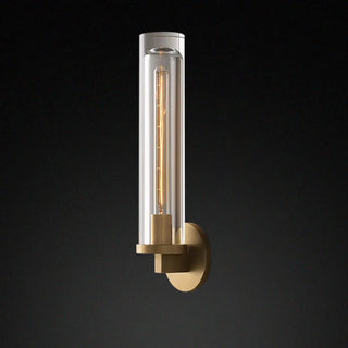 Clear Crystal Coppery Cylindrical Metal Wall Sconce Zawala Image - 6