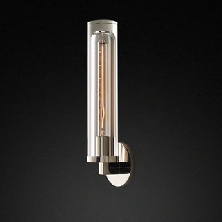 Clear Crystal Coppery Cylindrical Metal Wall Sconce Zawala Image - 7