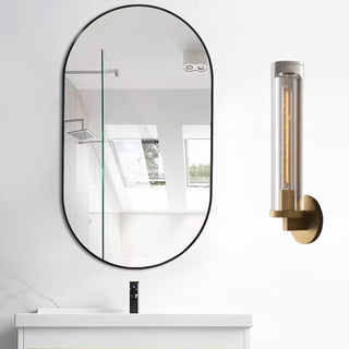 Clear Crystal Coppery Cylindrical Metal Wall Sconce Zawala Image - 8