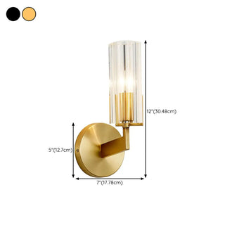 Cylinder Modern Clear Glass and Gold Vanity Light Zawala #size