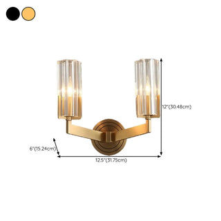 Cylinder Modern Clear Glass and Gold Vanity Light Zawala Image - 14
