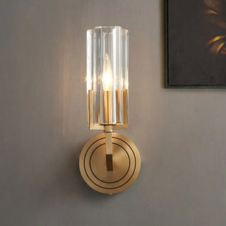 Cylinder Modern Clear Glass and Gold Vanity Light Zawala Image - 4