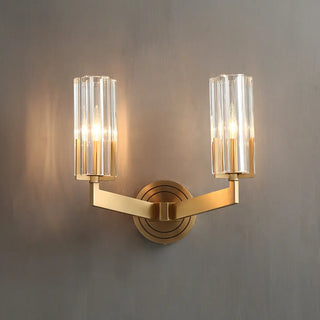 Cylinder Modern Clear Glass and Gold Vanity Light Zawala Image - 5