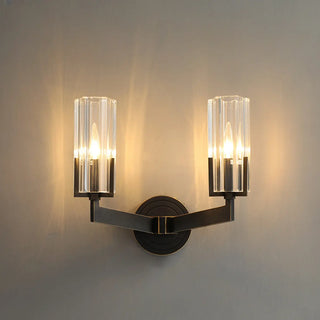 Cylinder Modern Clear Glass and Gold Vanity Light Zawala Image - 6