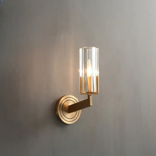 Cylinder Modern Clear Glass and Gold Vanity Light Zawala Image - 8