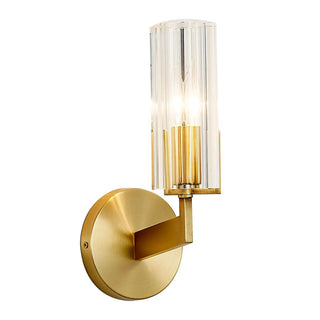 Cylinder Modern Clear Glass and Gold Vanity Light Zawala Image - 9