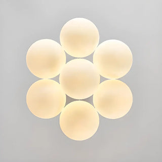 Dining Room White Glass Adjustable Height Bubble Chandelier Image - 5