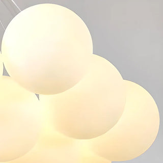 Dining Room White Glass Adjustable Height Bubble Chandelier Image - 6