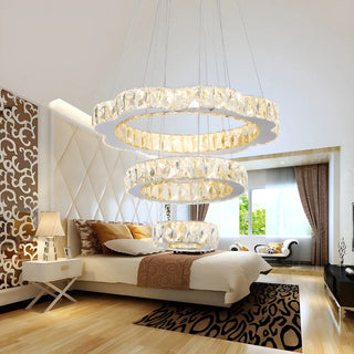 ZOWALA - Luxury Crystal Circular 3 Tiers Kitchen Island Chandelier Image - 3