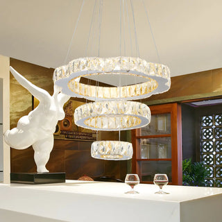 ZOWALA - Luxury Crystal Circular 3 Tiers Kitchen Island Chandelier Image - 4