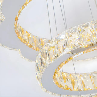 ZOWALA - Luxury Crystal Circular 3 Tiers Kitchen Island Chandelier Image - 6