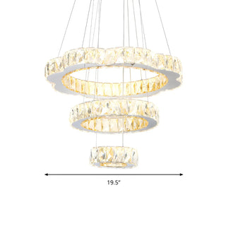 ZOWALA - Luxury Crystal Circular 3 Tiers Kitchen Island Chandelier #size