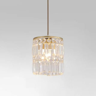 ZOWALA - Modern Clear Crystal Cylinder Crystal Pendant Light Image - 13