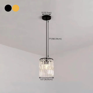 ZOWALA - Modern Clear Crystal Cylinder Crystal Pendant Light #size