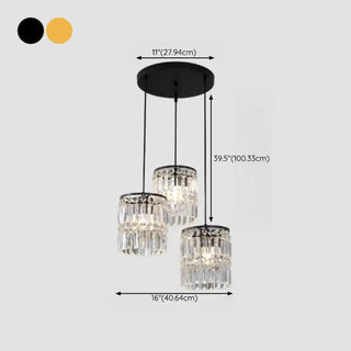 ZOWALA - Modern Clear Crystal Cylinder Crystal Pendant Light Image - 18