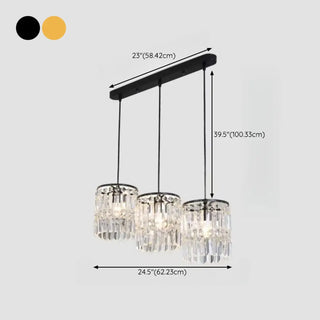 ZOWALA - Modern Clear Crystal Cylinder Crystal Pendant Light Image - 19