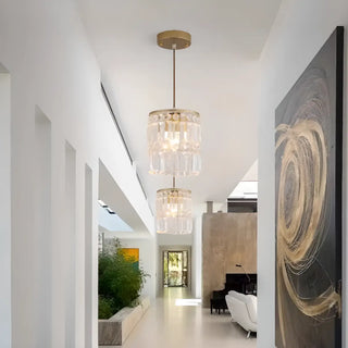 ZOWALA - Modern Clear Crystal Cylinder Crystal Pendant Light Image - 3