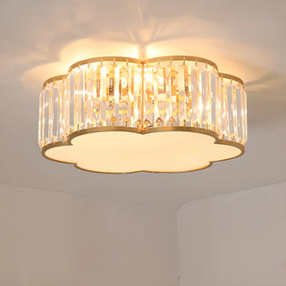 ZOWALA - Square Black Gold Crystal Flush Mount Ceiling Lamp Image - 11