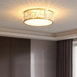 ZOWALA - Square Black Gold Crystal Flush Mount Ceiling Lamp Image - 12