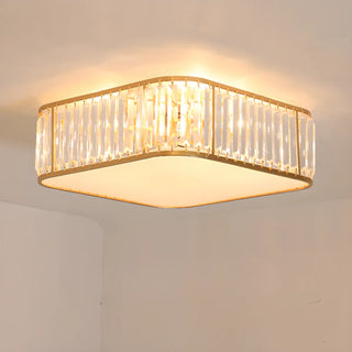 ZOWALA - Square Black Gold Crystal Flush Mount Ceiling Lamp Image - 13