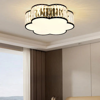 ZOWALA - Square Black Gold Crystal Flush Mount Ceiling Lamp Image - 2