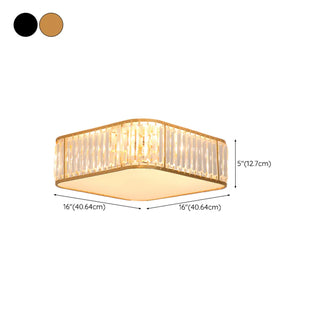 ZOWALA - Square Black Gold Crystal Flush Mount Ceiling Lamp Image - 21