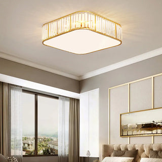 ZOWALA - Square Black Gold Crystal Flush Mount Ceiling Lamp Image - 3