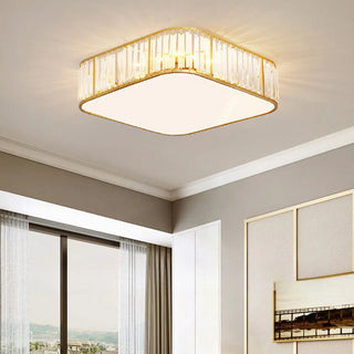 ZOWALA - Square Black Gold Crystal Flush Mount Ceiling Lamp Image - 4
