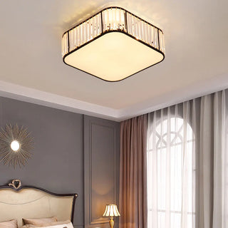 ZOWALA - Square Black Gold Crystal Flush Mount Ceiling Lamp Image - 6