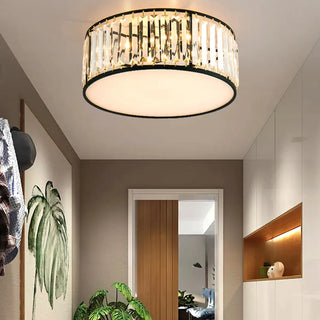 ZOWALA - Square Black Gold Crystal Flush Mount Ceiling Lamp Image - 7