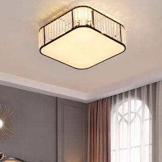 ZOWALA - Square Black Gold Crystal Flush Mount Ceiling Lamp Image - 8
