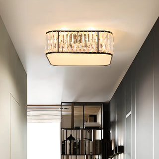 ZOWALA - Square Black Gold Crystal Flush Mount Ceiling Lamp Image - 9